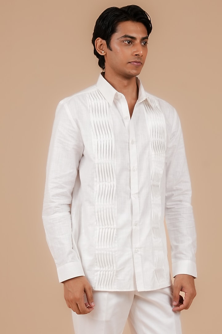 White Cotton Party Wear Shirt by DIERMEISS BY THE DRAGON LADY at Pernia's Pop Up Shop