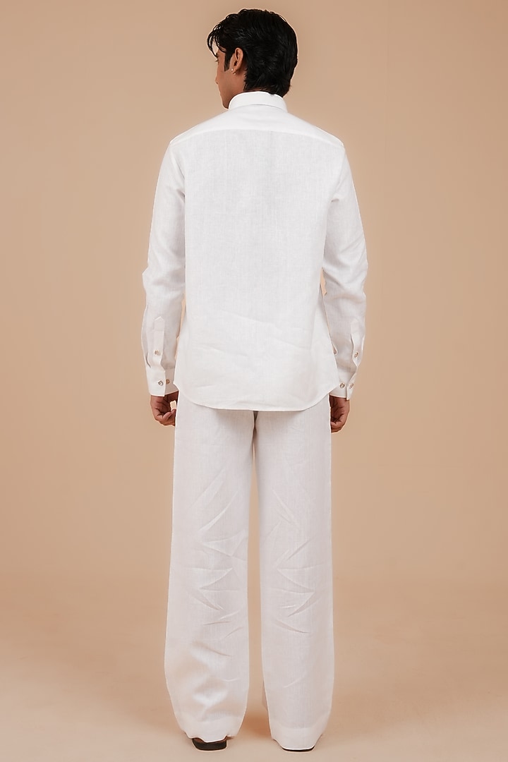 White Linen Party Wear Shirt by DIERMEISS BY THE DRAGON LADY at Pernia's Pop Up Shop