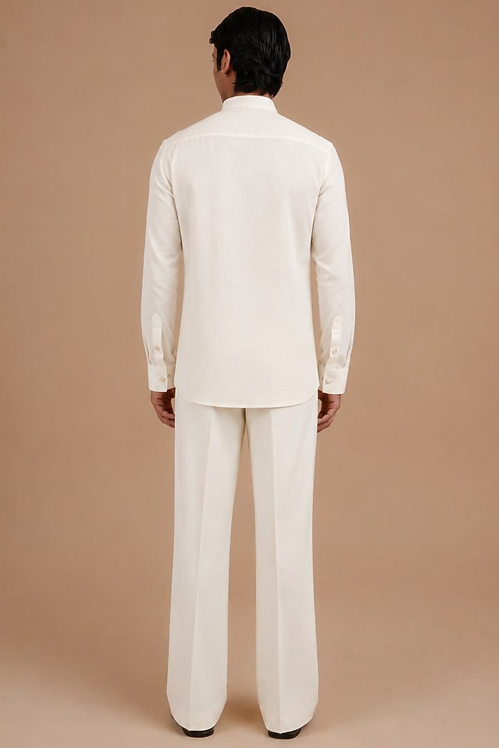 Off-White Cotton Party Wear Shirt by DIERMEISS BY THE DRAGON LADY at Pernia's Pop Up Shop