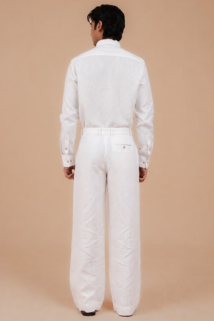 White Linen Trousers by DIERMEISS BY THE DRAGON LADY at Pernia's Pop Up Shop