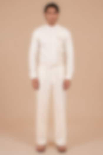 Light Beige Linen Cotton Trousers by DIERMEISS BY THE DRAGON LADY at Pernia's Pop Up Shop