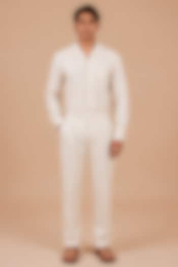 Light Beige Linen Trousers by DIERMEISS BY THE DRAGON LADY at Pernia's Pop Up Shop