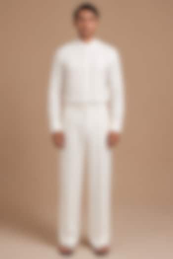 Off-White Cotton Trousers by DIERMEISS BY THE DRAGON LADY at Pernia's Pop Up Shop