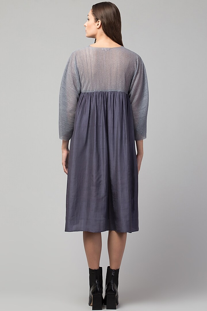Slate Grey Embroidered Summer Dress by Divya Jain at Pernia's Pop Up Shop