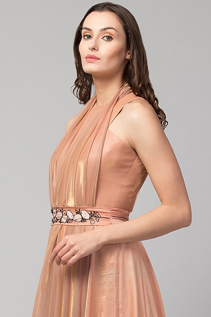 Old Rose Silk Jumpsuit With Dupatta by Divya Jain at Pernia's Pop Up Shop