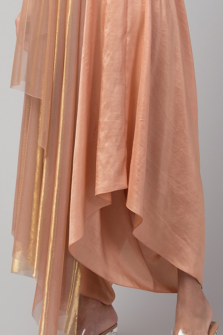 Old Rose Silk Jumpsuit With Dupatta by Divya Jain at Pernia's Pop Up Shop