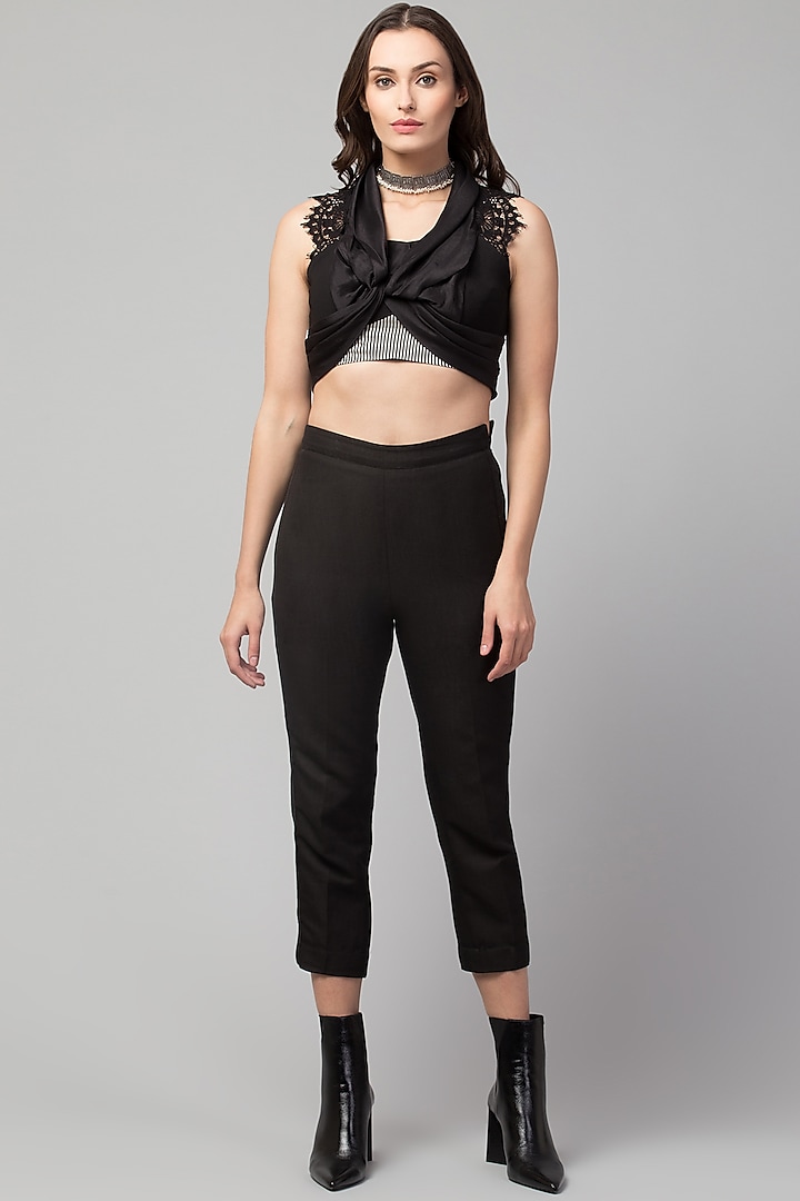 Black Front-Cross Top by Divya Jain at Pernia's Pop Up Shop