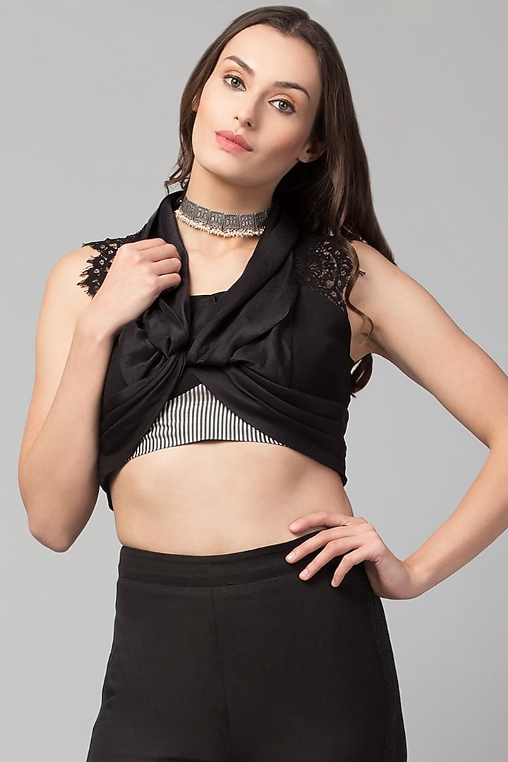 Black Front-Cross Top by Divya Jain at Pernia's Pop Up Shop