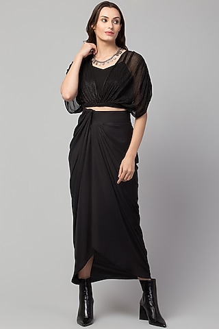 Black Sheer Top With Inner by Divya Jain