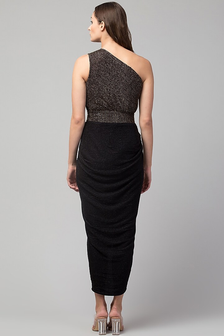 Black Poly & Shimmer Lycra Knot Summer Dress by Divya Jain at Pernia's Pop Up Shop