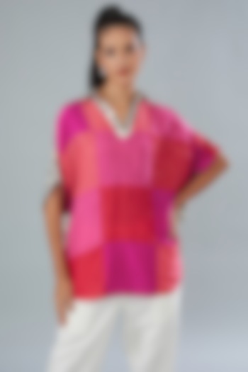 Multi-Colored Pure Silk & Cotton Jacquard Top by Divya Jain at Pernia's Pop Up Shop