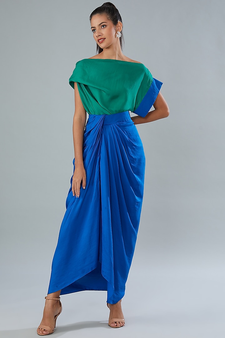 Green Silk Draped Top by Divya Jain at Pernia's Pop Up Shop