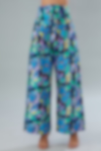 Multi-Colored Herringbone Cotton Printed High-Waisted Pants by Divya Jain at Pernia's Pop Up Shop