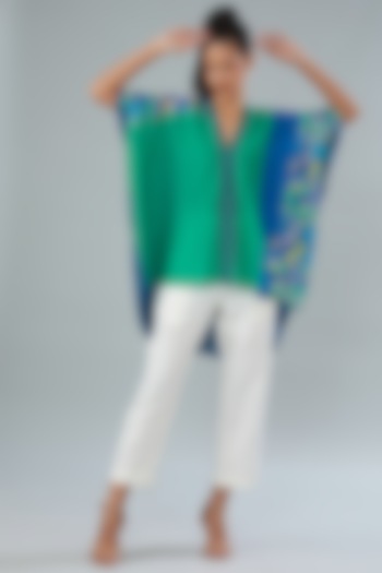 Multi-Colored Silk Cape Top by Divya Jain at Pernia's Pop Up Shop