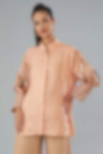 Peach Pure Silk Shirt by Divya Jain