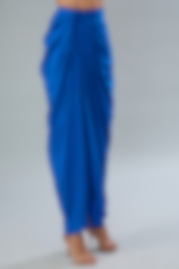 Blue Pure Silk Draped Skirt by Divya Jain at Pernia's Pop Up Shop