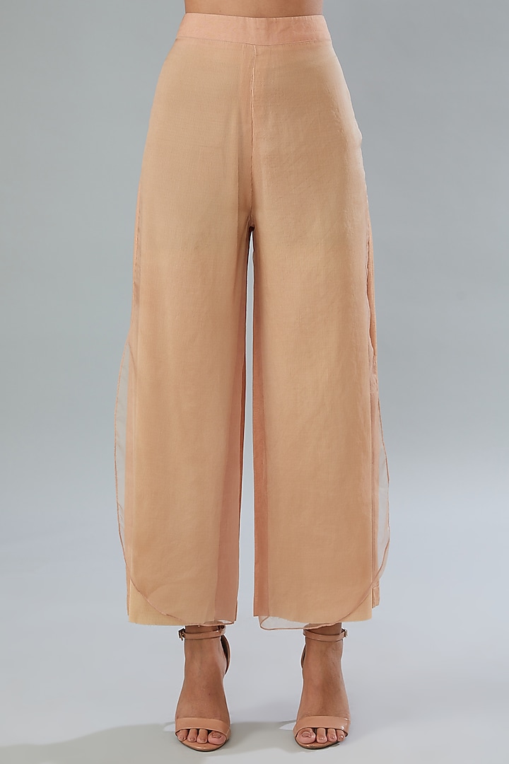 Peach Silk Organza Pants by Divya Jain at Pernia's Pop Up Shop