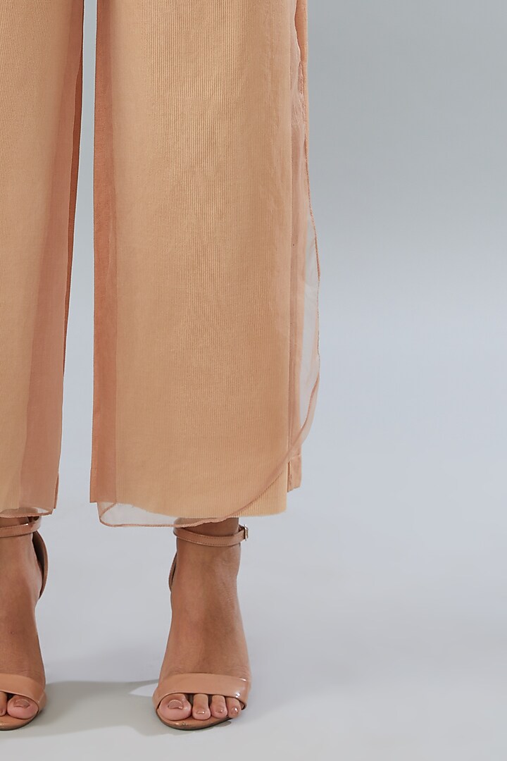Peach Silk Organza Pants by Divya Jain at Pernia's Pop Up Shop