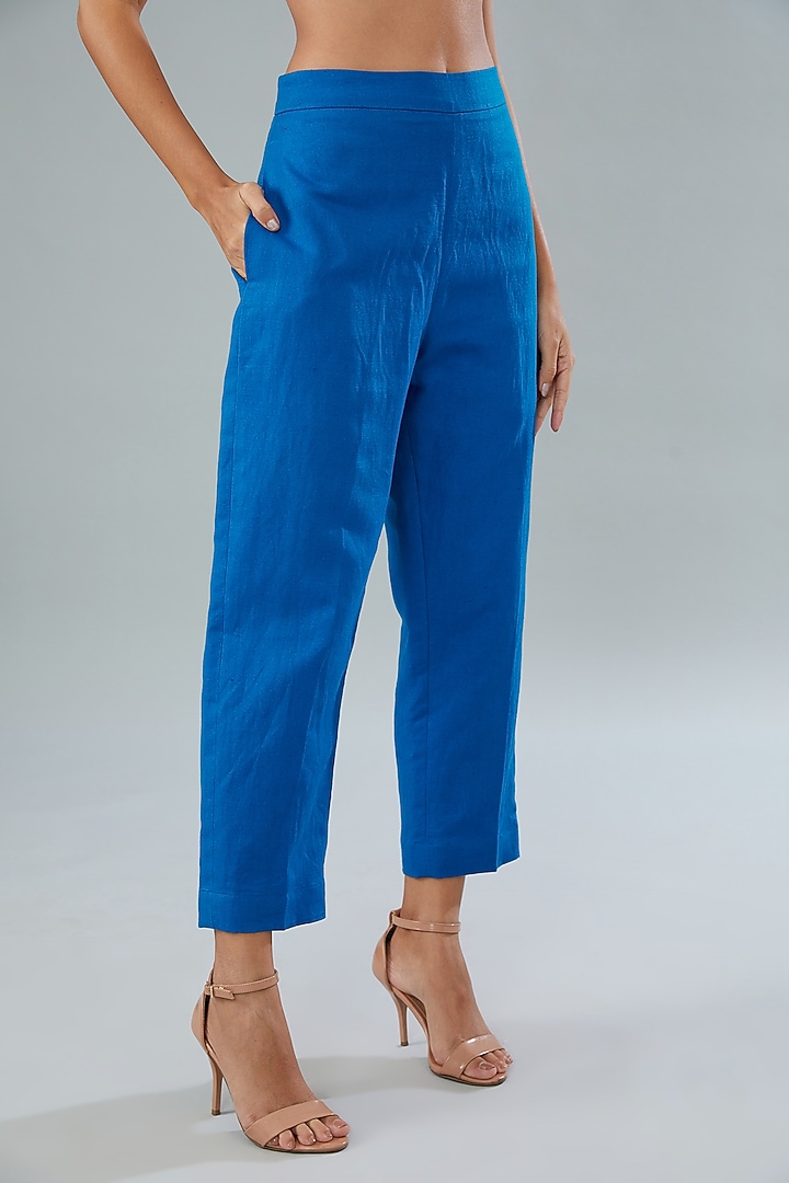 Blue Silk Jacket Set by Divya Jain at Pernia's Pop Up Shop