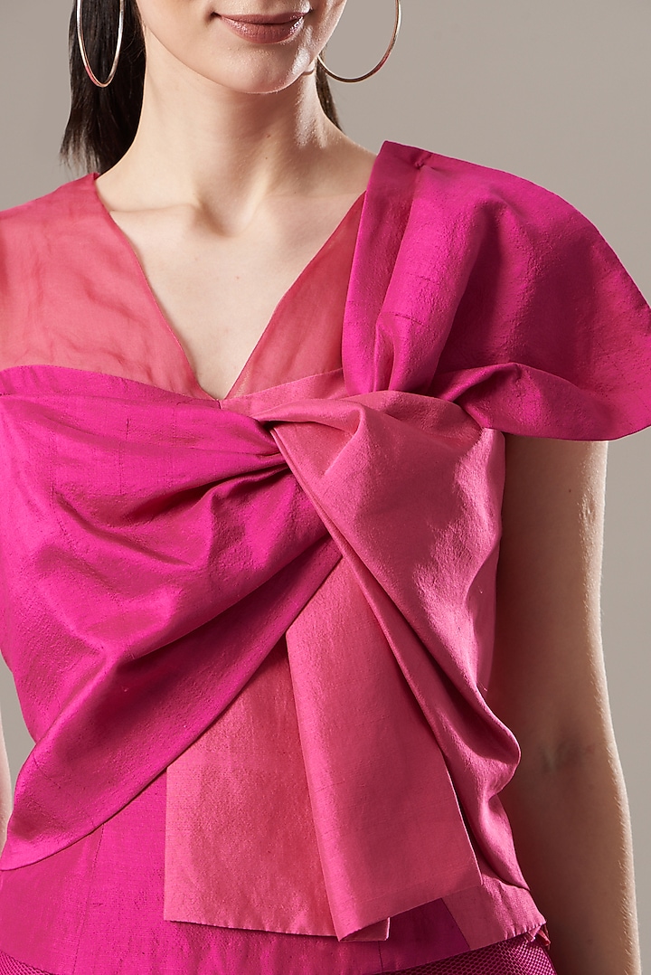 Magenta & Pink Silk Top by Divya Jain at Pernia's Pop Up Shop