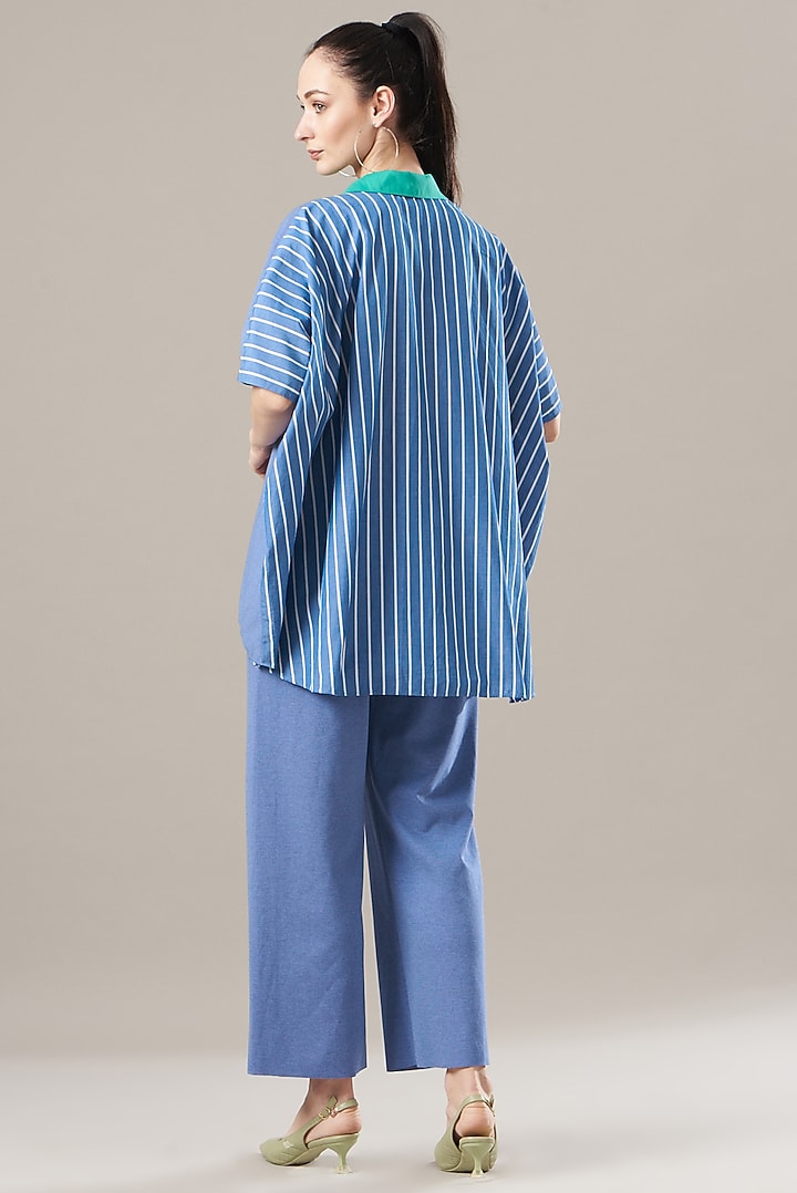 Blue Cotton Pant Set by Divya Jain at Pernia's Pop Up Shop