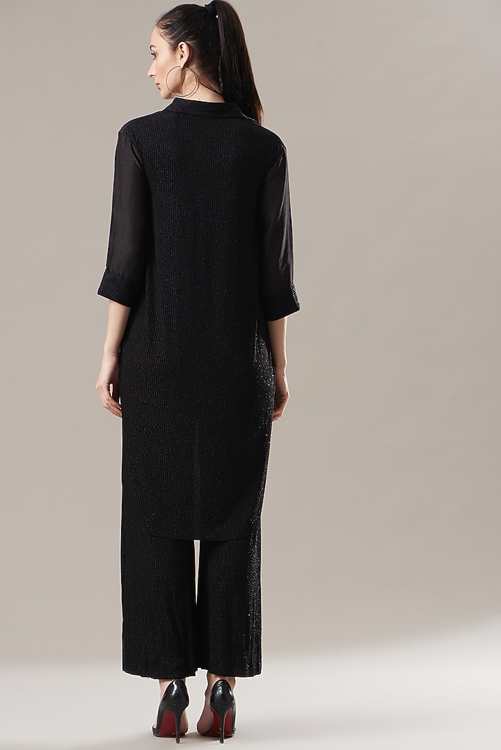 Black Silk & Poly Lycra Top by Divya Jain at Pernia's Pop Up Shop
