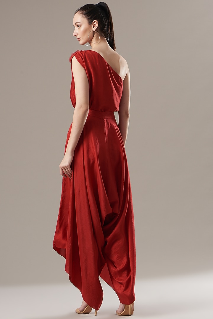 Red Silk Leotard Top by Divya Jain at Pernia's Pop Up Shop