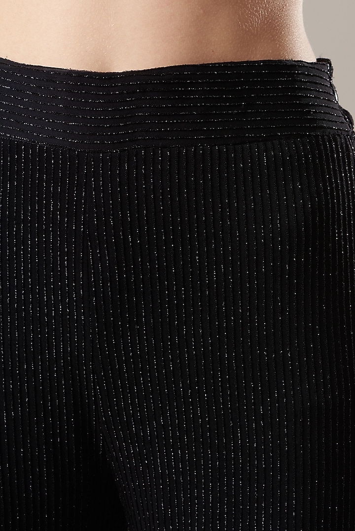Black Shimmer Lycra Pants by Divya Jain at Pernia's Pop Up Shop