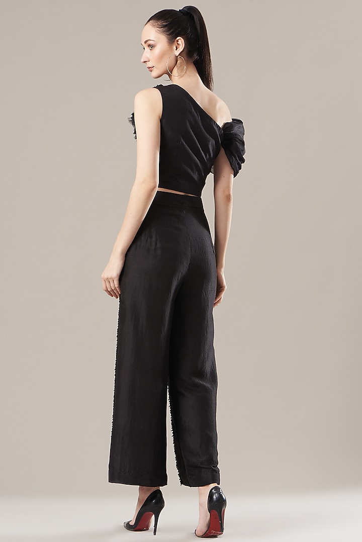 Black Silk Crop Top by Divya Jain at Pernia's Pop Up Shop