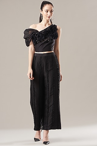 Black Silk Pants by Divya Jain