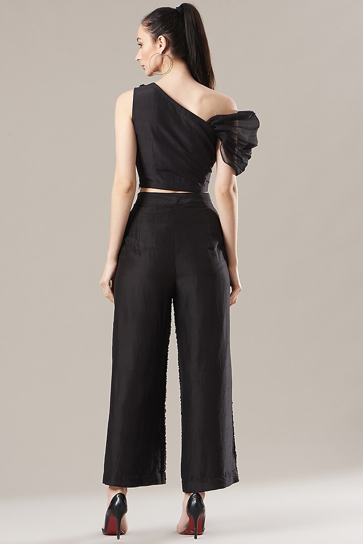 Black Silk Pants by Divya Jain at Pernia's Pop Up Shop