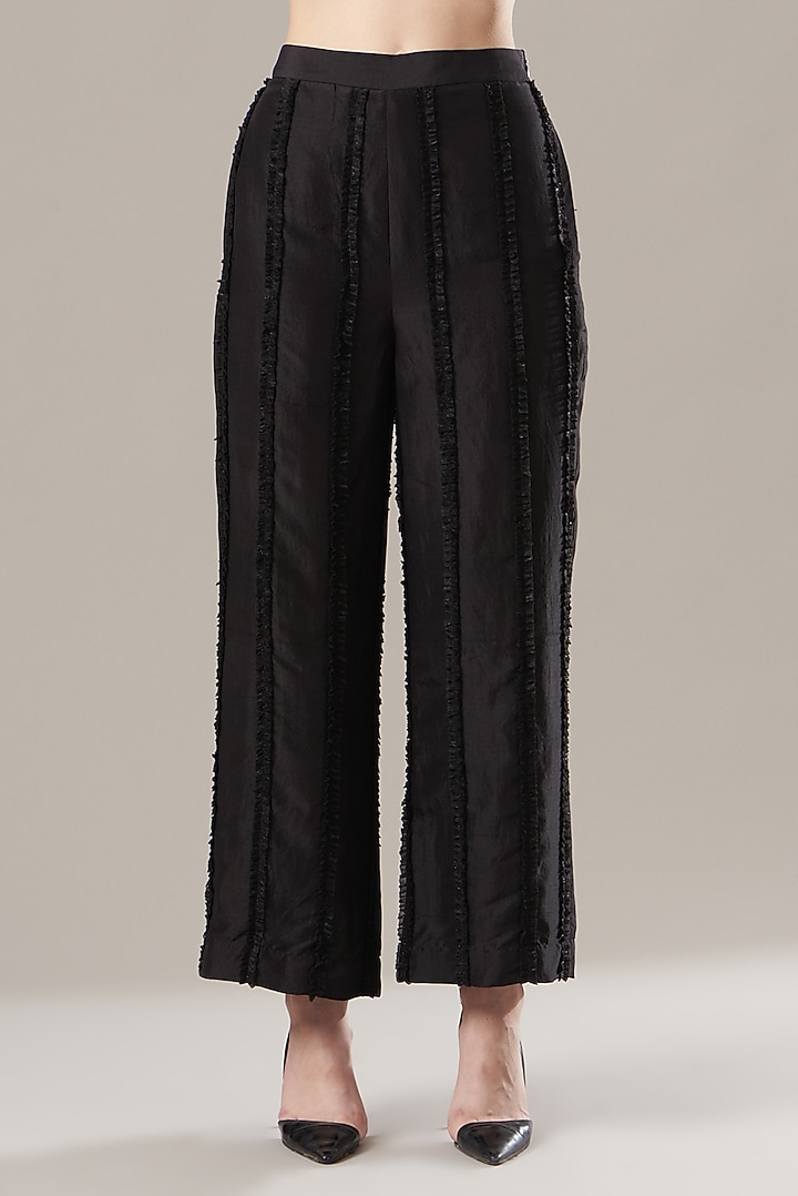 Black Silk Pants by Divya Jain at Pernia's Pop Up Shop
