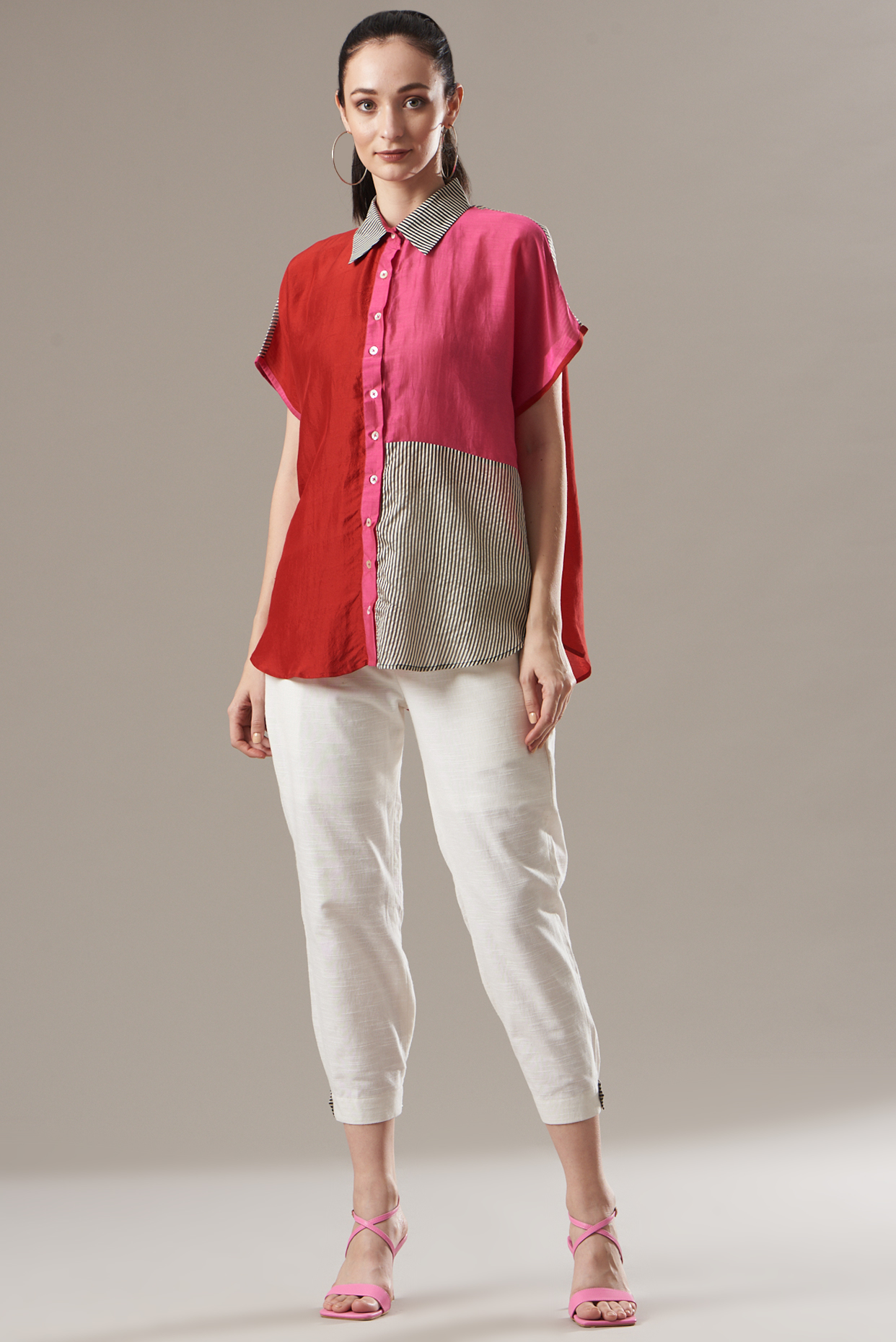 White Cotton Linen Pants by Divya Jain at Pernia's Pop Up Shop