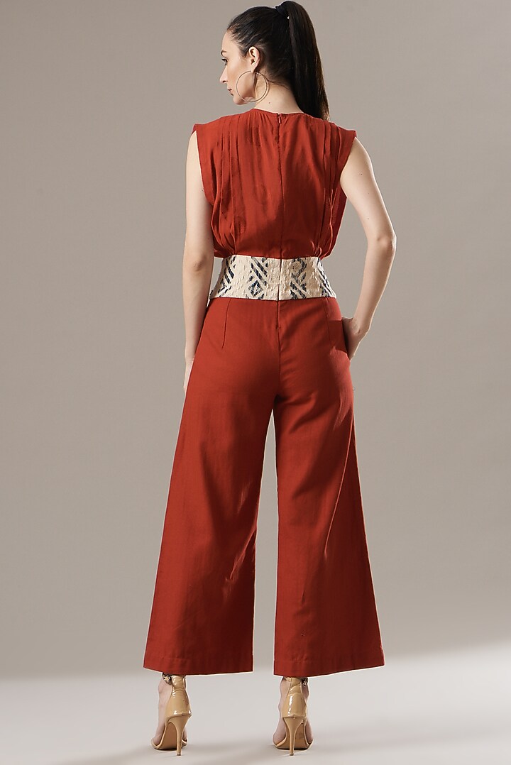 Red Cotton Jumpsuit by Divya Jain at Pernia's Pop Up Shop