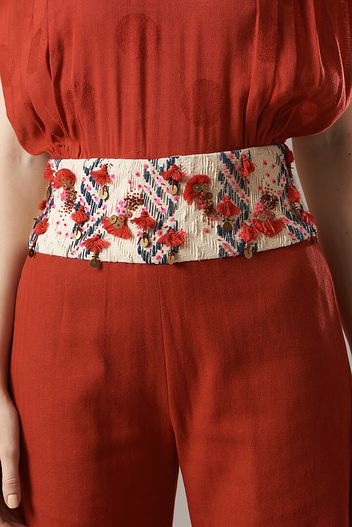 Red Cotton Jumpsuit by Divya Jain at Pernia's Pop Up Shop