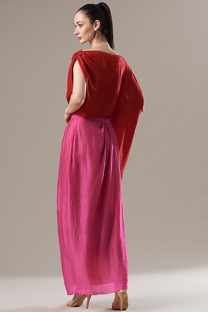 Red & Pink Silk Summer Dress by Divya Jain at Pernia's Pop Up Shop