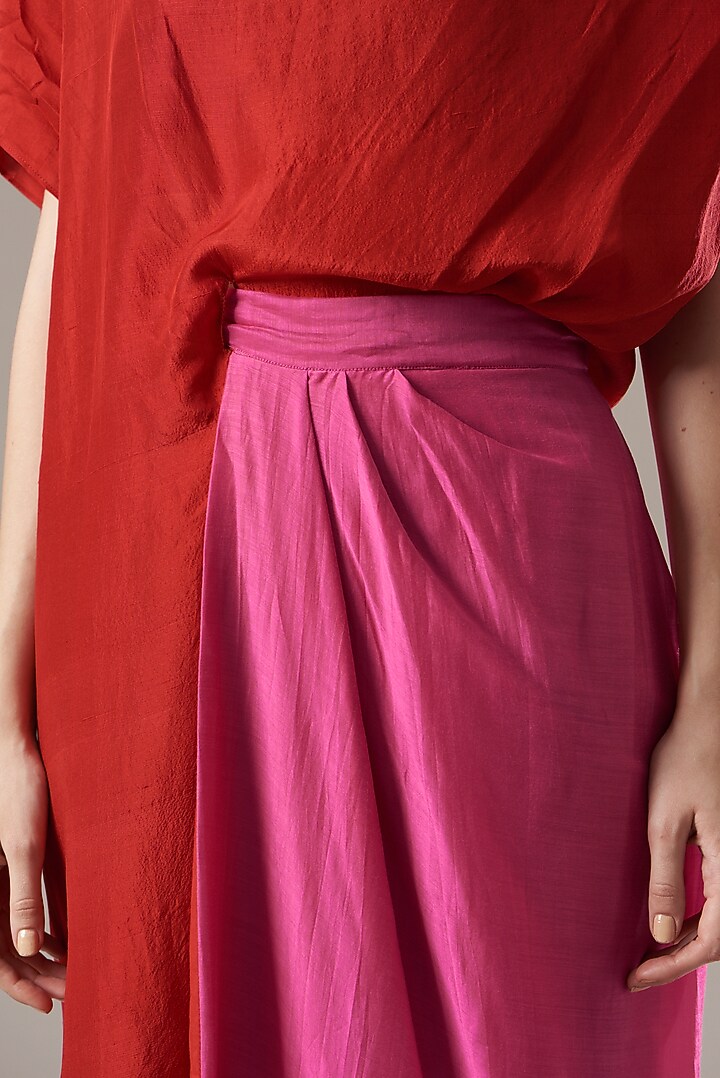 Red & Pink Silk Summer Dress by Divya Jain at Pernia's Pop Up Shop