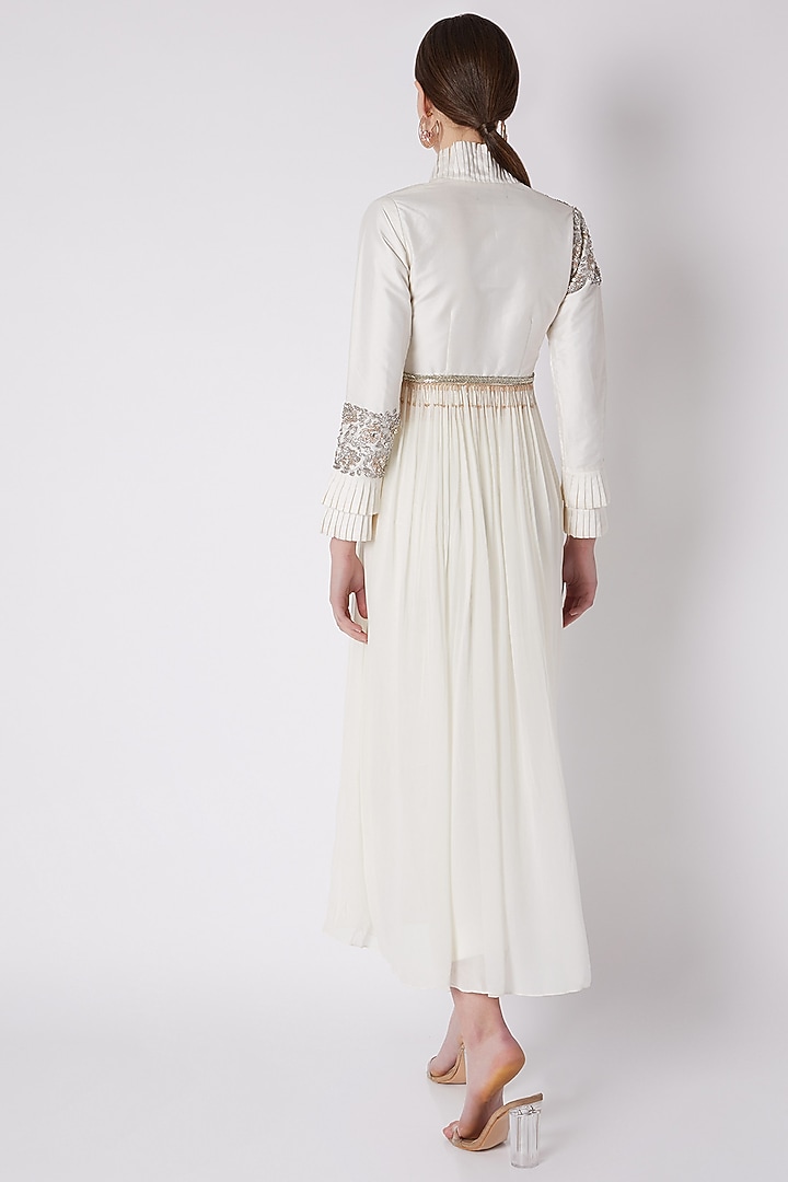White Embroidered Jacket With Trousers by Disha Kahai at Pernia's Pop Up Shop