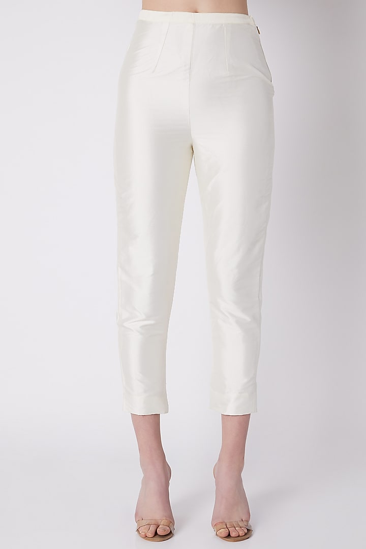 White Embroidered Jacket With Trousers by Disha Kahai at Pernia's Pop Up Shop