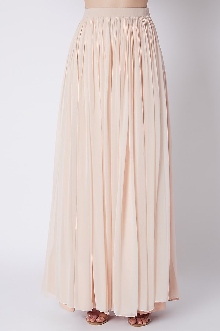 Blush Pink Crepe Wedding Lehenga Set by Disha Kahai at Pernia's Pop Up Shop