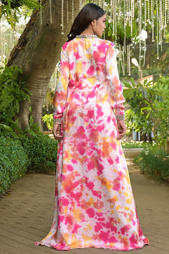 Multi-Colored Cotton Satin Embroidered Kurta Set by Disha Kahai at Pernia's Pop Up Shop