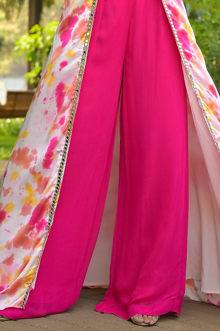 Multi-Colored Cotton Satin Embroidered Kurta Set by Disha Kahai at Pernia's Pop Up Shop
