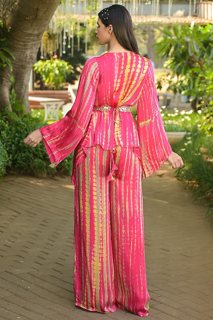 Multi-Colored Satin Silk Co-Ord Set by Disha Kahai at Pernia's Pop Up Shop