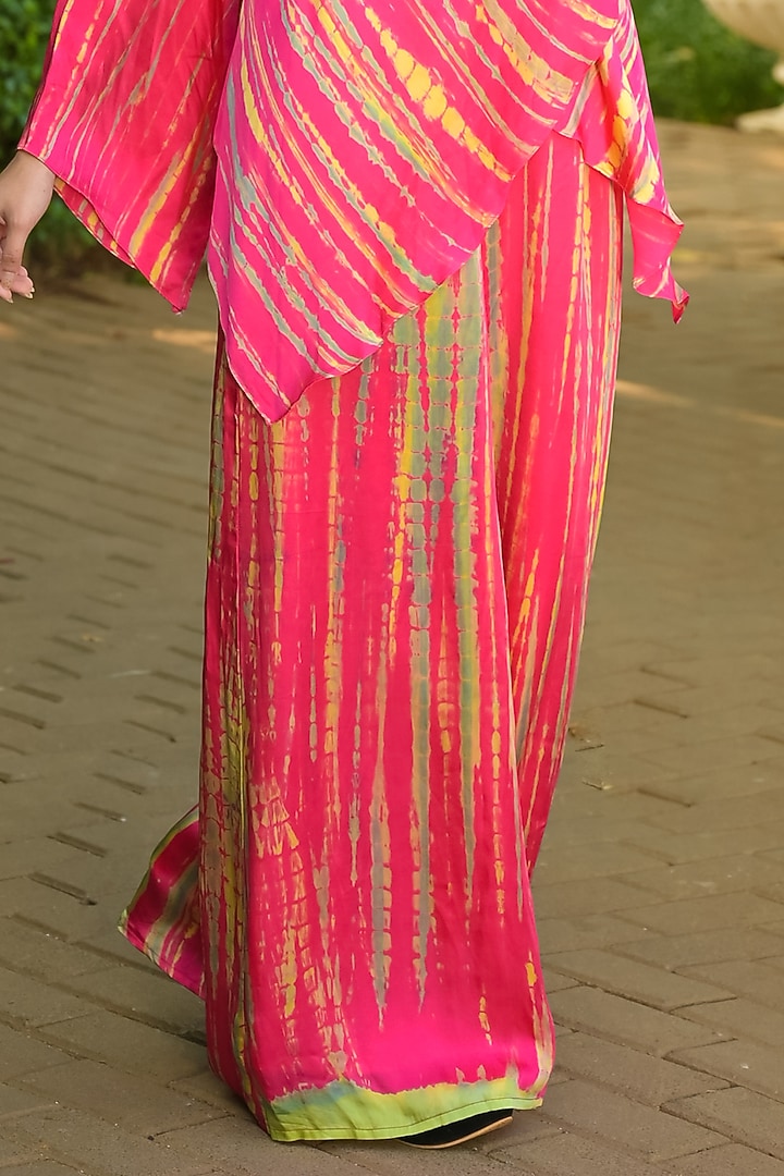 Multi-Colored Satin Silk Co-Ord Set by Disha Kahai at Pernia's Pop Up Shop