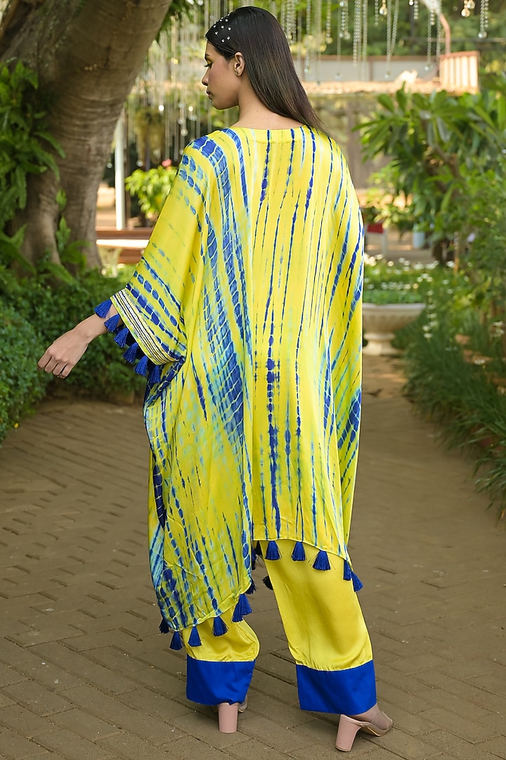 Multi-Colored Cotton Satin Embroidered Kaftan Set by Disha Kahai at Pernia's Pop Up Shop