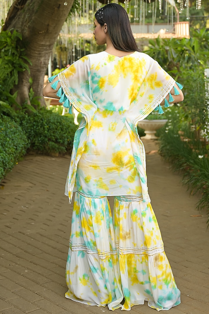 Multi-Colored Crepe Gharara Set by Disha Kahai at Pernia's Pop Up Shop