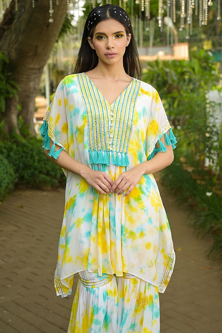 Multi-Colored Crepe Gharara Set by Disha Kahai at Pernia's Pop Up Shop