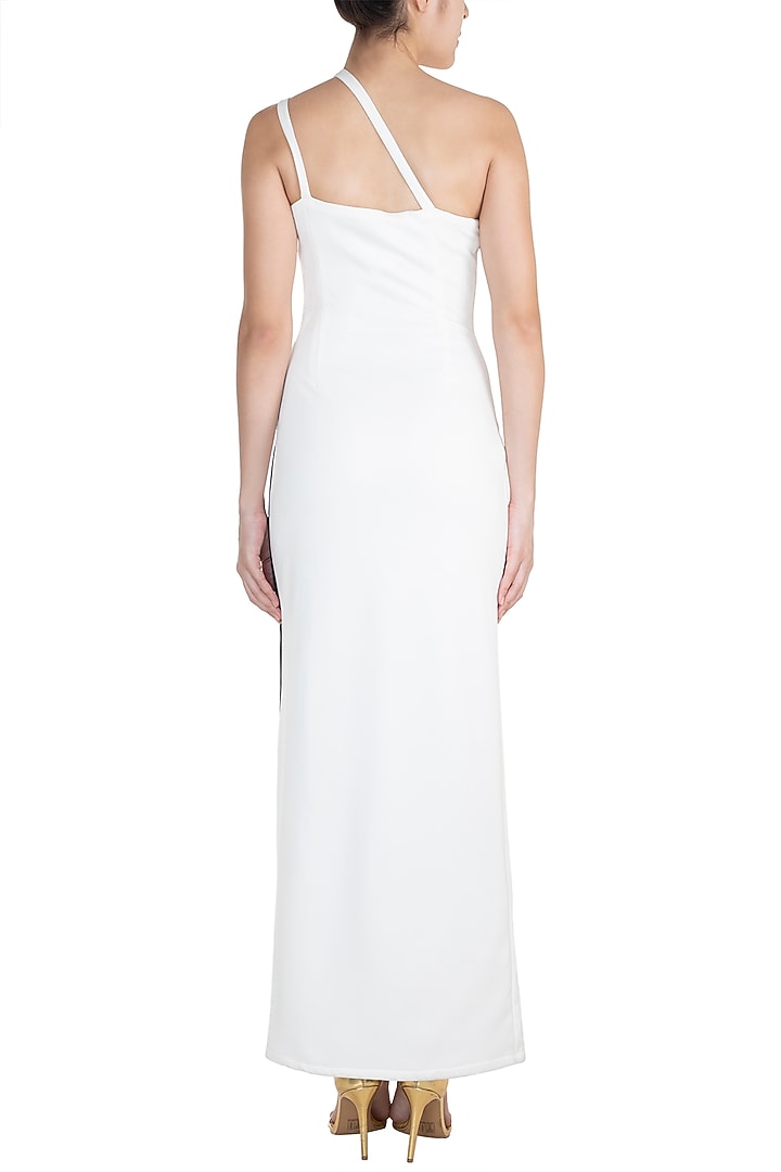 Black & White One Shoulder Gown by Disha Kahai at Pernia's Pop Up Shop