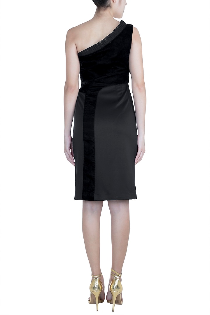Black Pleated Frill Summer Dress by Disha Kahai at Pernia's Pop Up Shop