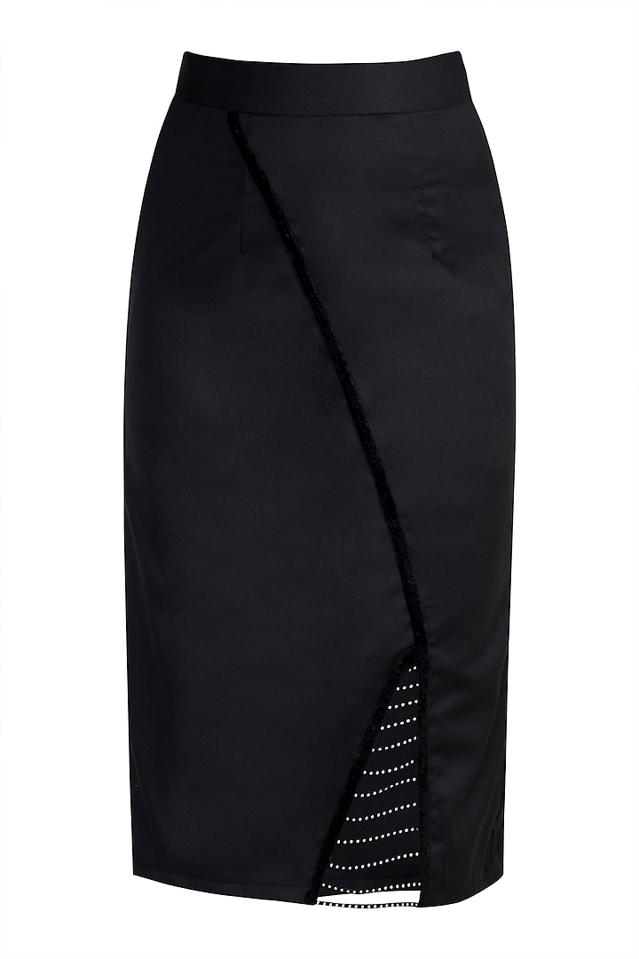 Black Studded Skirt by Disha Kahai